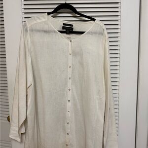 Tahari Off-White Linen Blouse